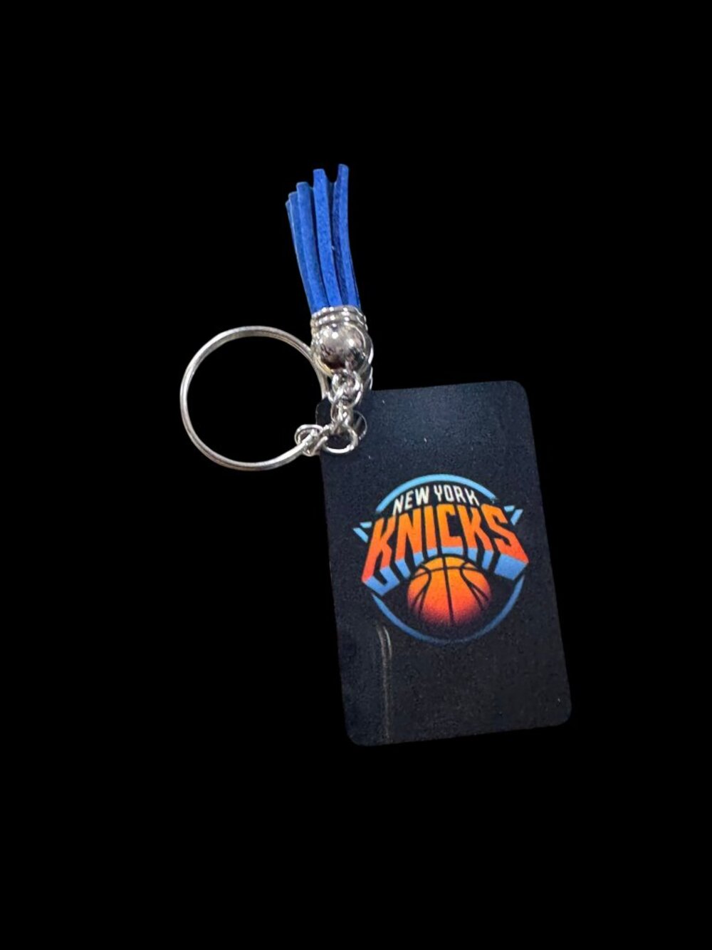 New York Knicks Metal Keychain with Blue Tassel, NBA Basketball Team Logo Key